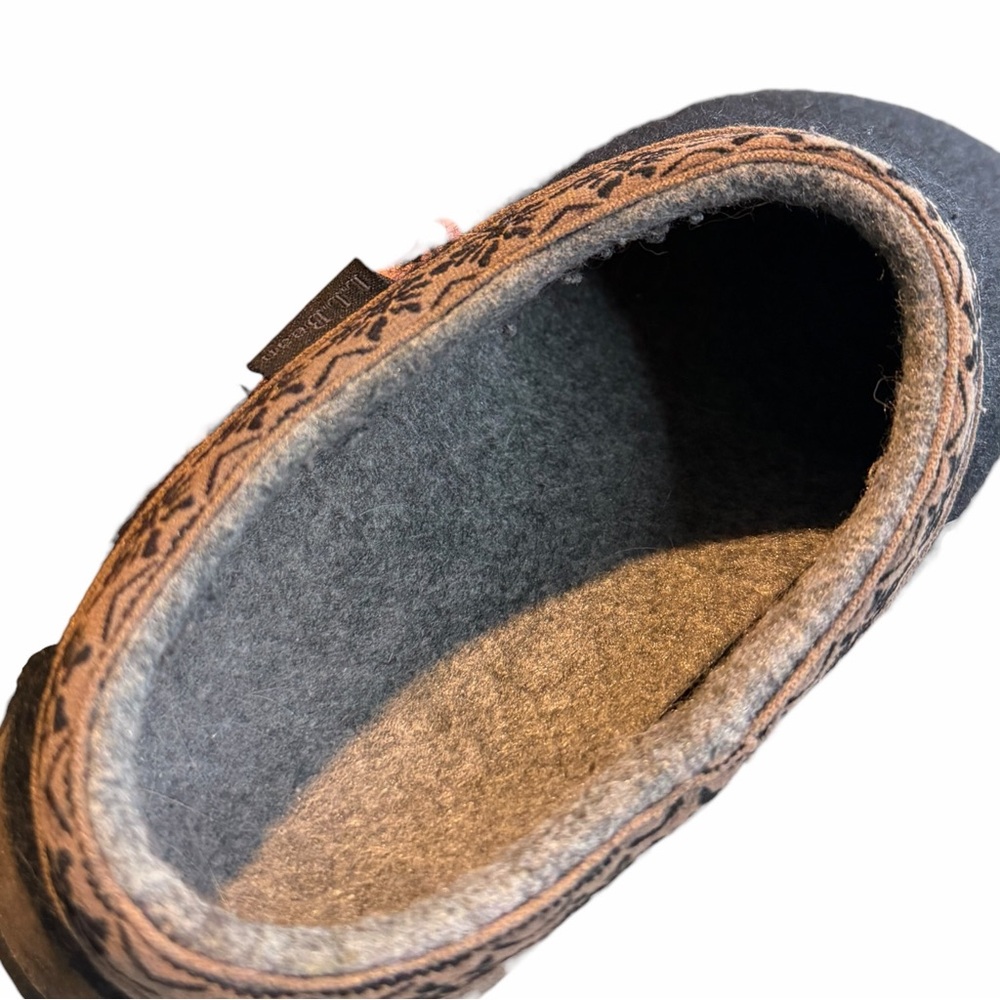 LL Bean Women's Grey Wool Felt Clogs Slippers Size 7 Medium Cozy Warm 301149 - Picture 7 of 8